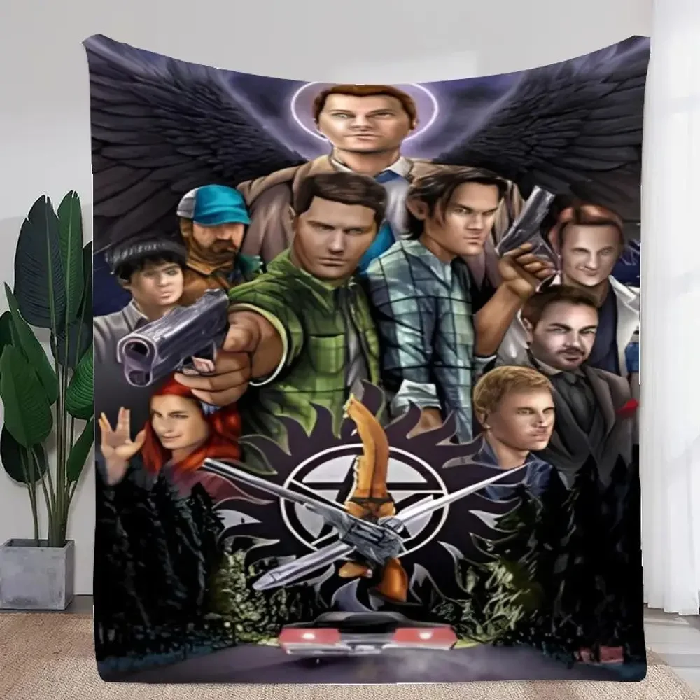Supernatural Dark Fantasy Blanket  Cozy Fleece Throw with Castiel Sam  Dean Winchester Bobby Ruby  Crowley