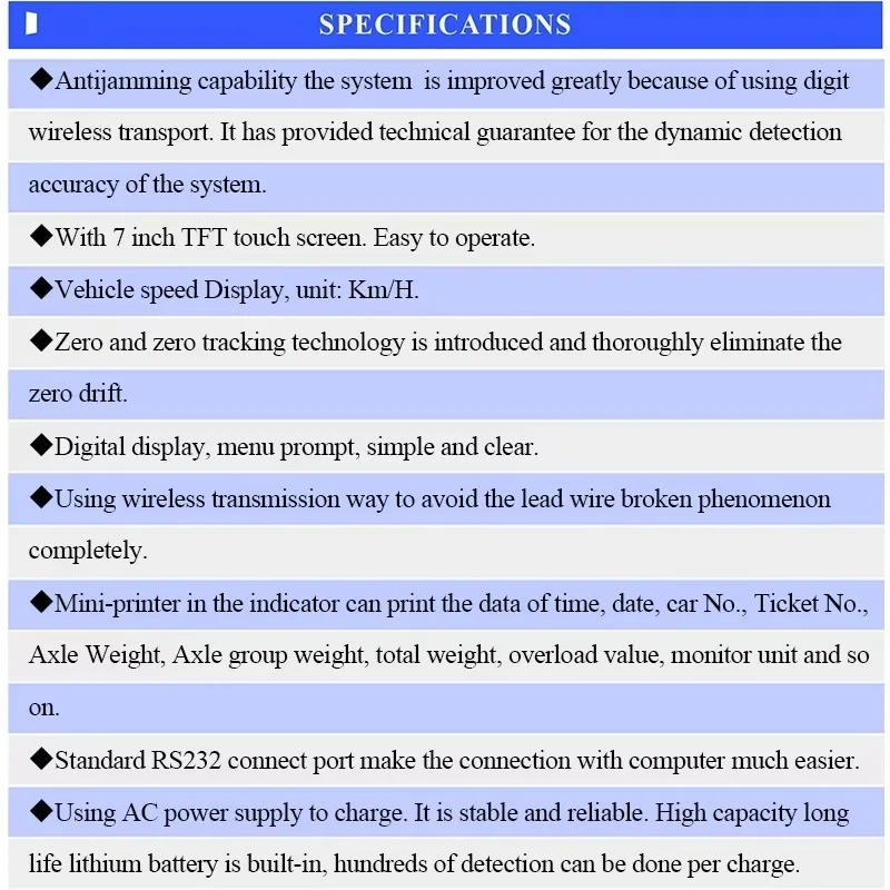High Precision  Wireless Digital Truck Axle Scale Touch Screen Indicator OEM & ODM Supported Weighing Scales