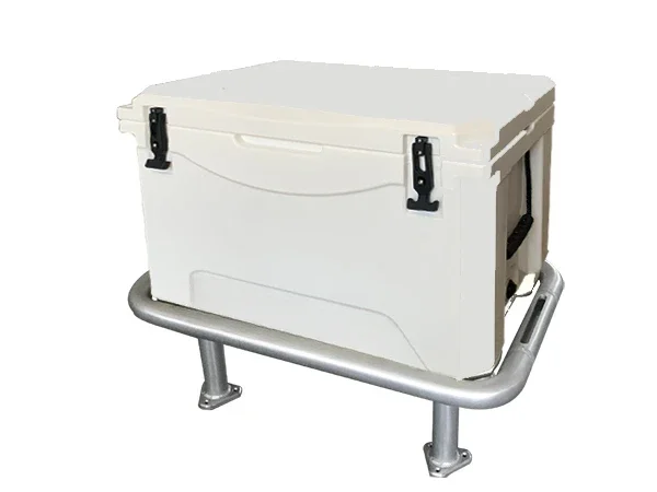 Dolphin 85QT (80L) Marine Grade Fishing Cooler Storage Box with Leaning Post White Boat Seat