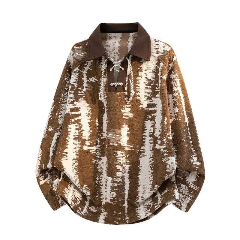 Spring and Autumn New Fashion American Retro Printed Pullover Sweatshirt Men's Casual Loose Sports Breathable High Quality Top
