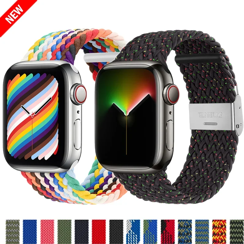 Cinturino per cinturino Apple Watch 44mm 40mm 45/41mm 49mm 42/46mm 38 Bracciale intrecciato elastico serie iwatch 7 se 5 4 6 8 9 10 ultra 3 2