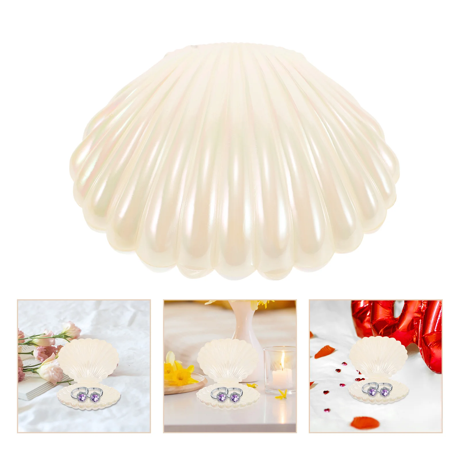 

Shell Jewelry Box Boxes Fillable Seashell Favor Holder Ring Oyster Tray Plastic Small Dish Sundries Storage Plate Conch Shape