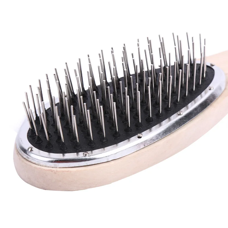 Wooden Hair Brush Hair Parting Comb Hair Brush for Wigs Anti Static Steel Comb for Tangle Hair Extensions Training image 4