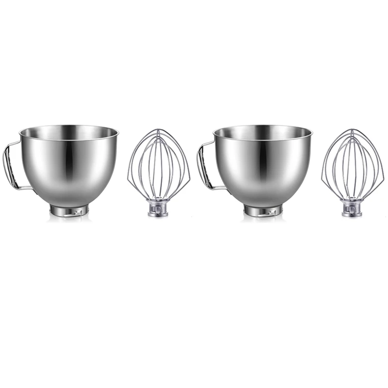 

2X Stainless Steel Bowl Eggbeater For Kitchenaid 4.5-5Quart Tilt Head Stand Mixer For Kitchenaid Mixer Bowl