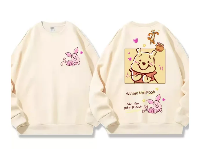 Disney Winnie The Pooh Joint Sweater Damen Rundhalsausschnitt Herbst und Winter Zweidimensionale Animation Periphere Kleidung Lose Mantel