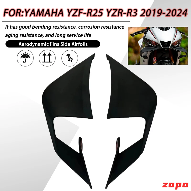 

Передний спойлер для мотоцикла Yamaha YZF-R25 YZF R3 2019-2024 2023, фиксированный модифицированный аэродинамический ласт из фольги