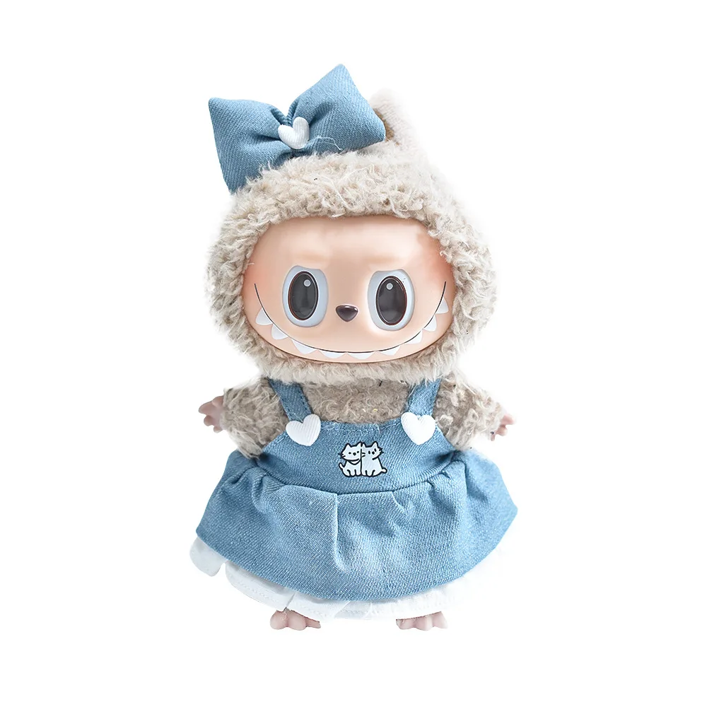 Zestaw ubranek dla lalki Labubu 15/17 cm, spódniczka jeansowa, akcesoria do przebierania lalek, zabawki na przyjęcie, Boże Narodzenie, urodziny, prezent.