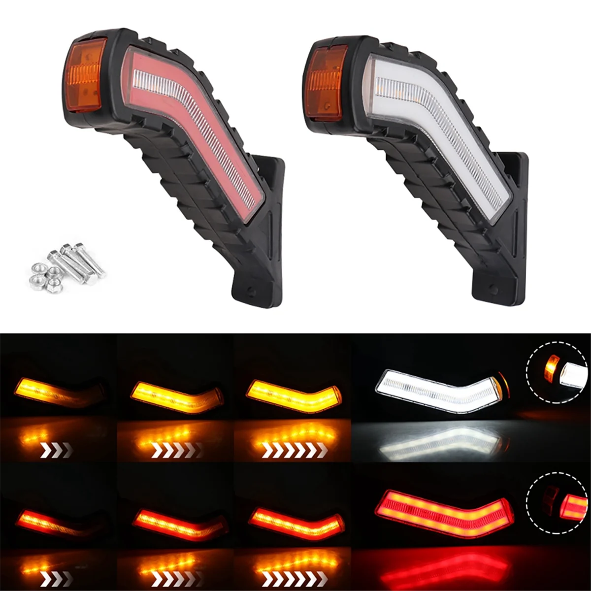 12-24V Trailer Side Marker Lights Flowing Water Turn Signal Lamp Universal Car External Lights Van Pickup Truck