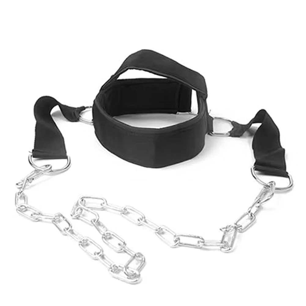 Gym Fitness Weight Bearing Cap Adjustable Neck Harness with Steel Chain Neck Trainer Neck Muscle Power Training