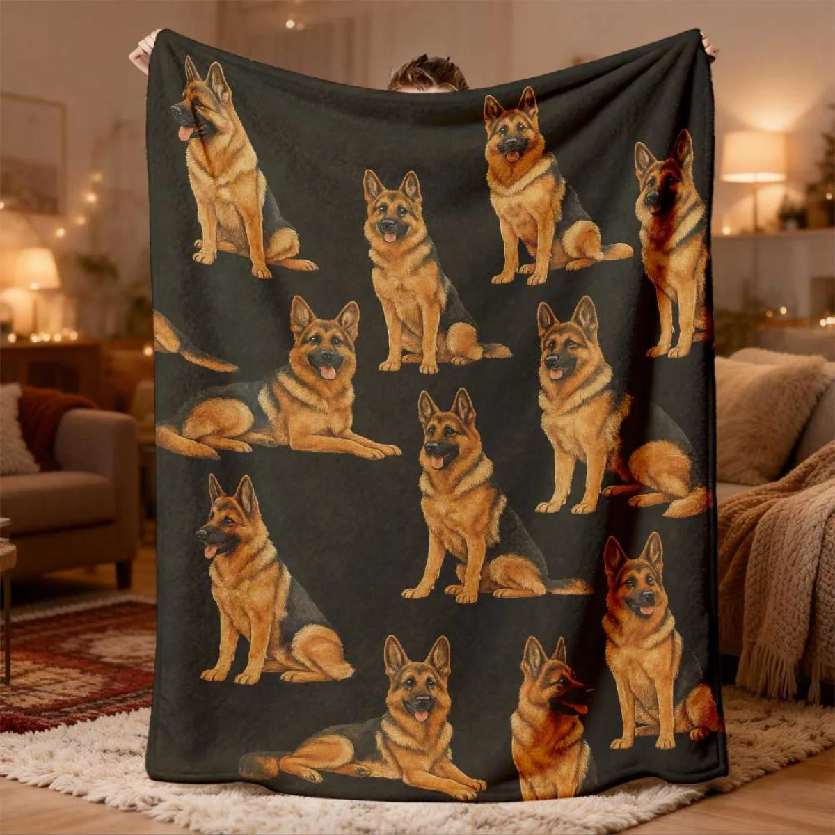 Dog Lover German Shepherd Throw Blanket Cozy Pet Decor Throw for Sofa Living Room 150x200cm