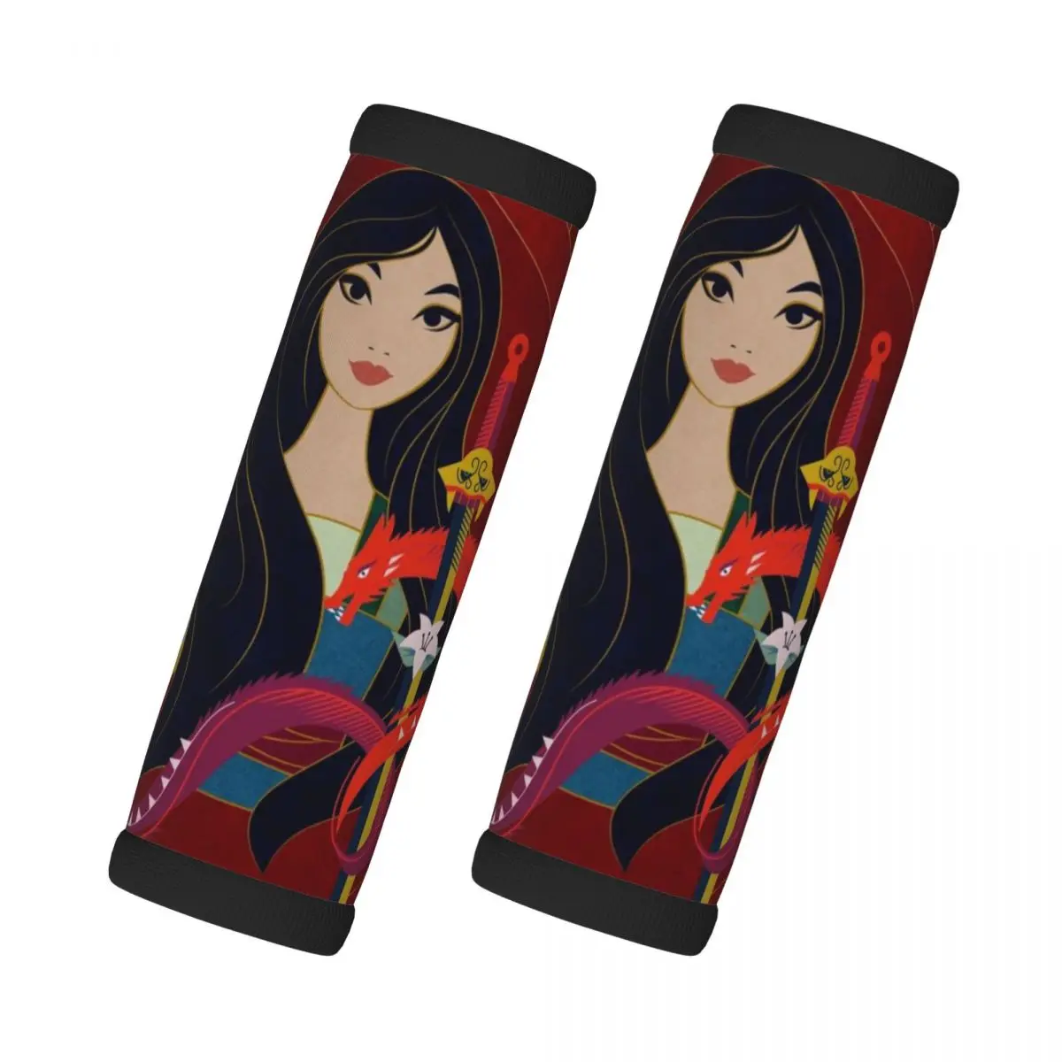 

Custom Mulan Princess 2 Pcs Luggage Handle Wrap For Door Handle Suitcases Travel Accessories