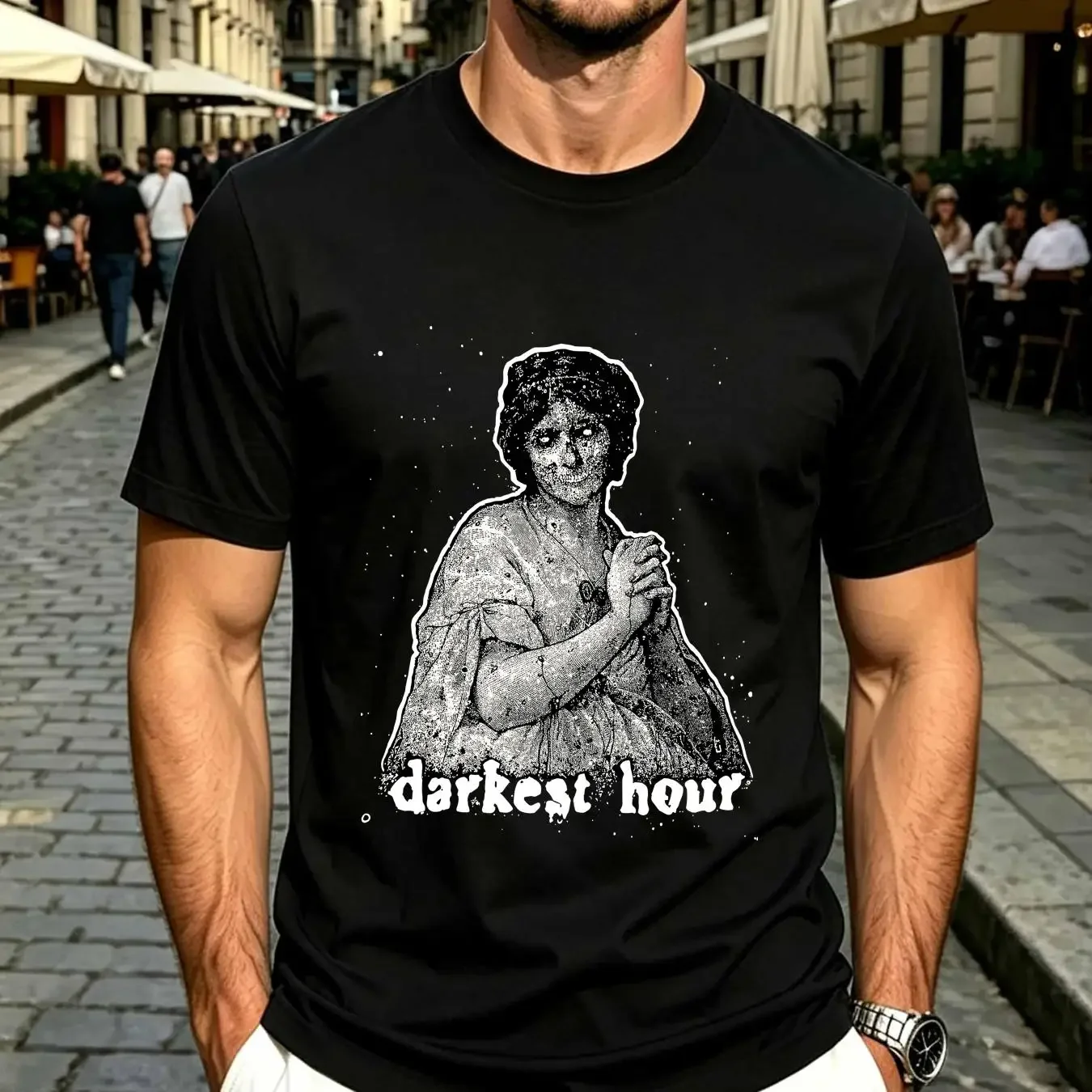 washed T Shirt Darkest Hour Band Black Cotton  YG124 vintage Washed fashion Unisex Stylish streetwear graphic Slightly Casual