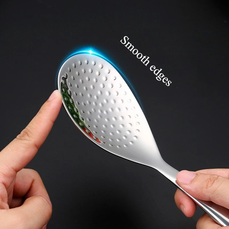 Cuchara de arroz antiadherente, cuchara de arroz duradera de acero inoxidable 304 engrosada, olla arrocera, pala antiadherente resistente al calor