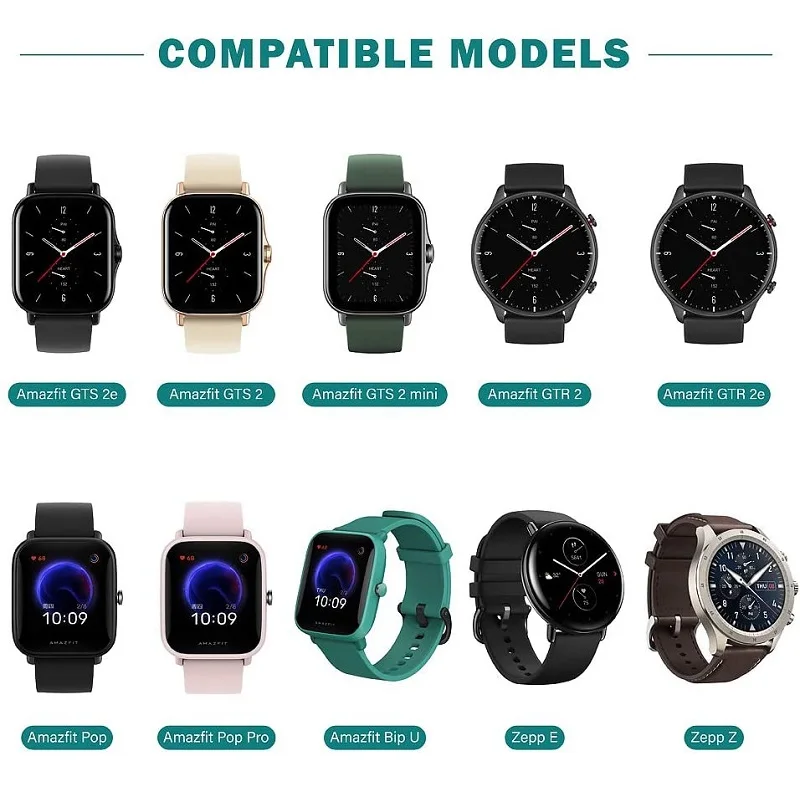 スマートウォッチ用USB充電コード,充電ケーブル,充電コード,Amazfit Active edge,t-rex pro,gts2,gtr2,gts 4 mini,bip5,3,u,pop pro,10個