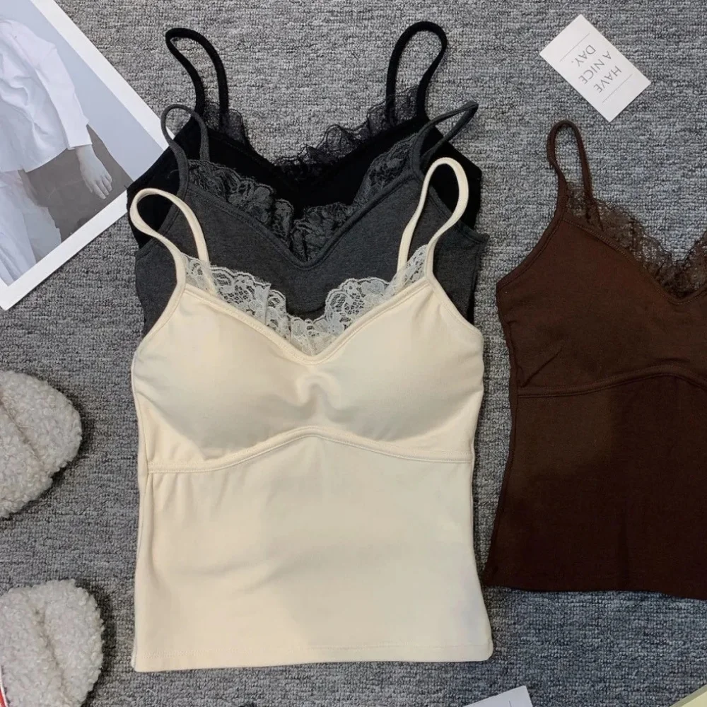 Lace Tank Top Women Cute Camis Sexy White Cropped Camisole Female Korean Sleeveless Black Vest Summer 2026 Coquette Y2k Clothes