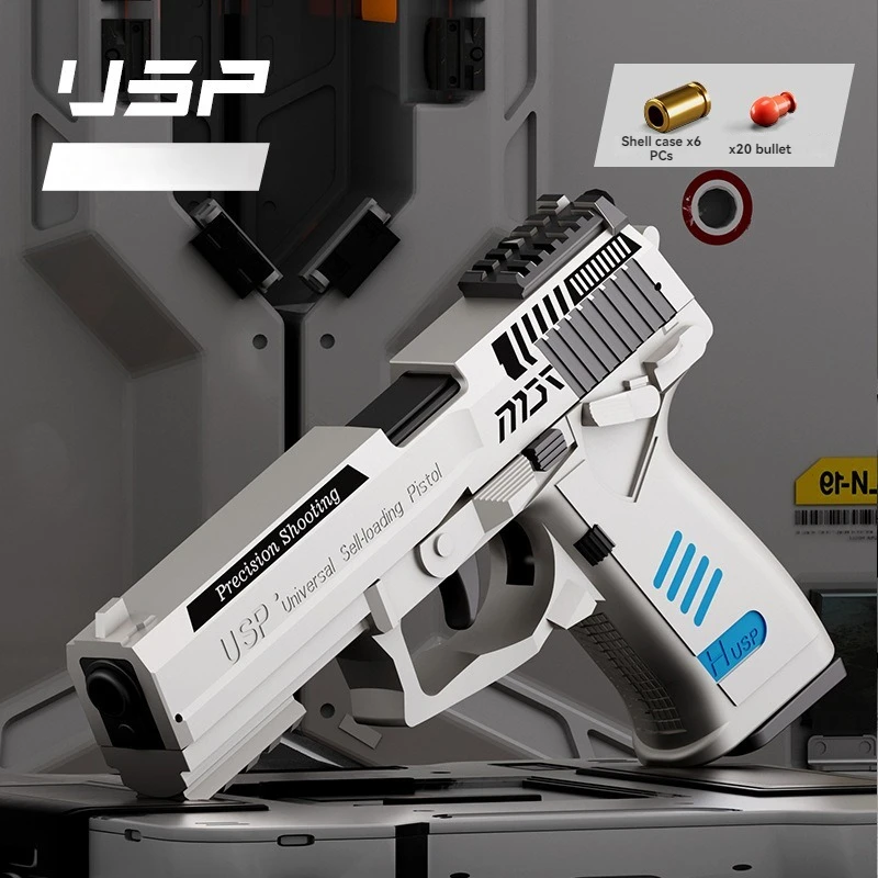 USP Soft Bullet Shell Wurfspielzeugpistole Manuelle Schießpistole Airsoft Gun Spielzeug Antistress Launcher für Männer Jungen Kinder Outdoor-Spiel