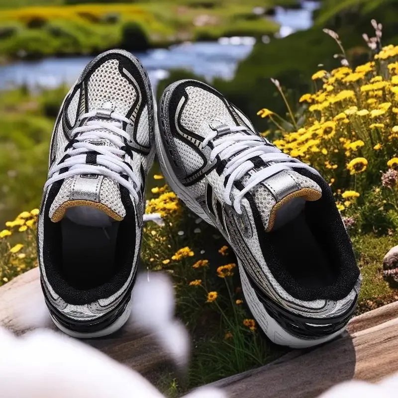 أحذية زوجين الخريف، أحذية أبي عادية، 1906 منصة فضية-أبيض-أصفر الارتفاع زيادة أحذية الجري الرياضية للرجال والنساء