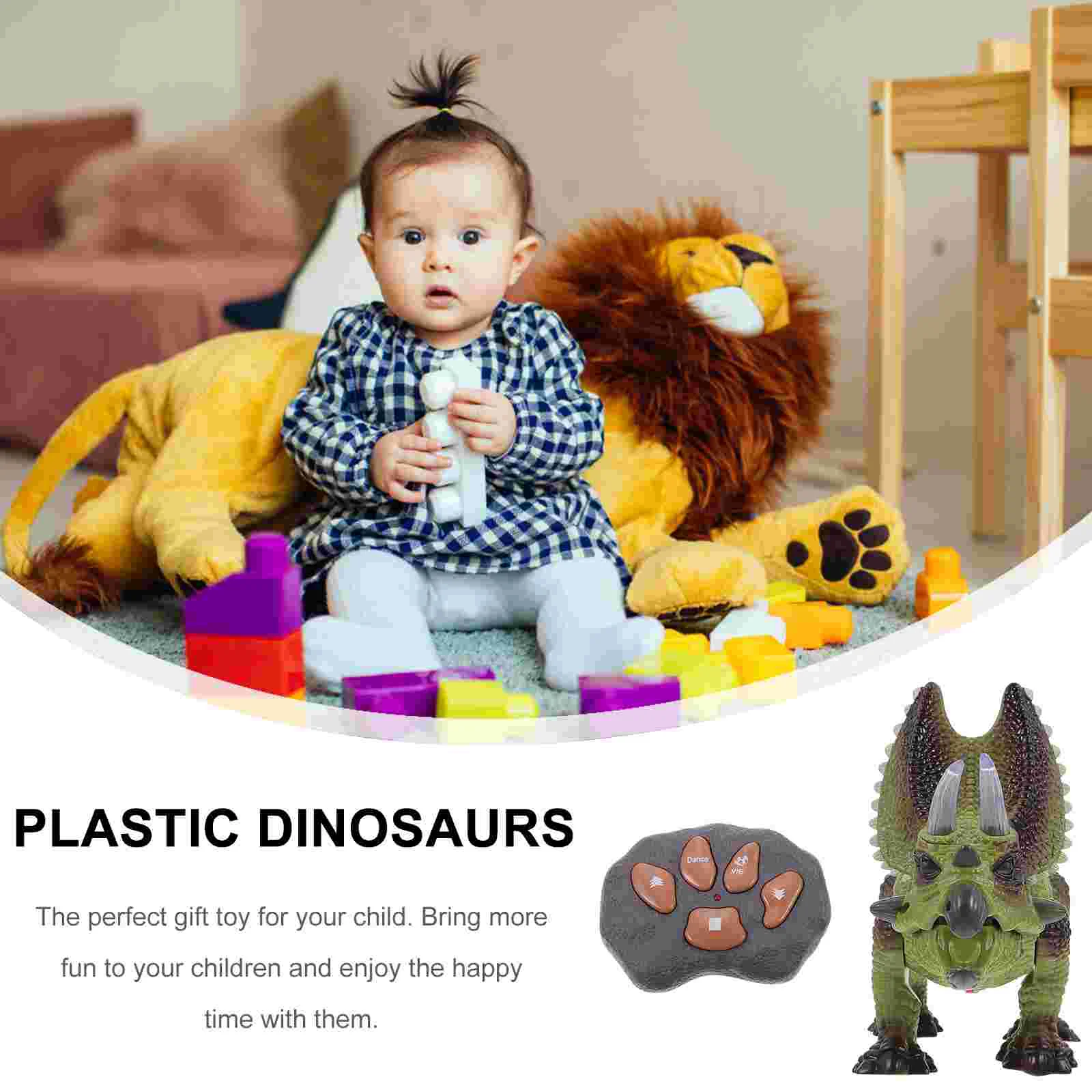 Remote Control Dinosaur Musical Toy for Kids Triceratops Model Dinosaurs Chargeable Children's Walking Plaything Plastic Voiced