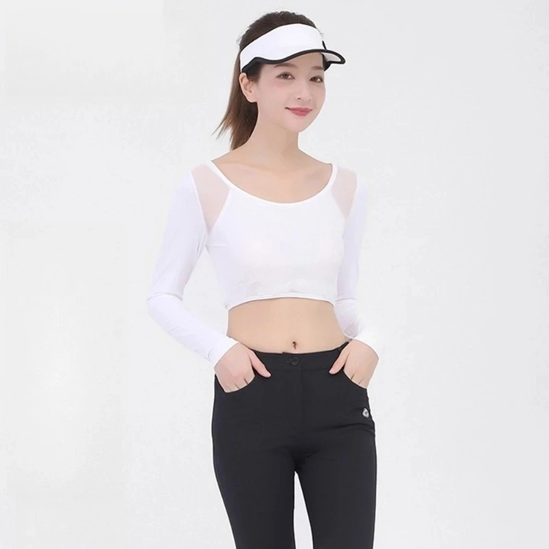 Women's Golf Sunscreen Primer Ice Silk Half Length Long Sleeved Shirts Underwear Season Clothing YF203