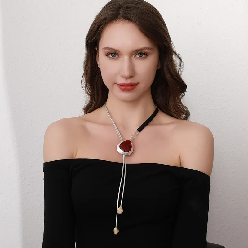 Einfache geometrische Pullover Kette Legierung Frauen Mode OL vielseitige lange Halskette charmanter Schmuck – Detail 1