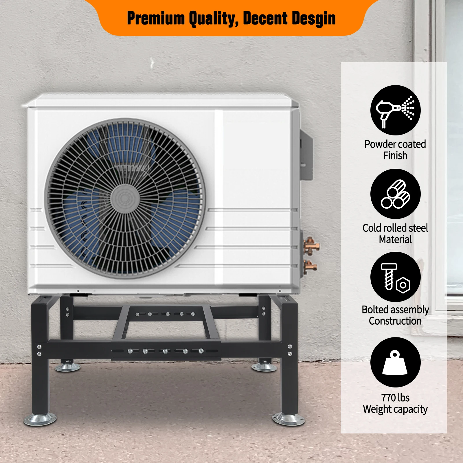 Mini Split Ground Stand for 9000-60000BTU, Condenser Stand Mini Split AC Bracket for Ductless Air Conditioners Heat Pump System