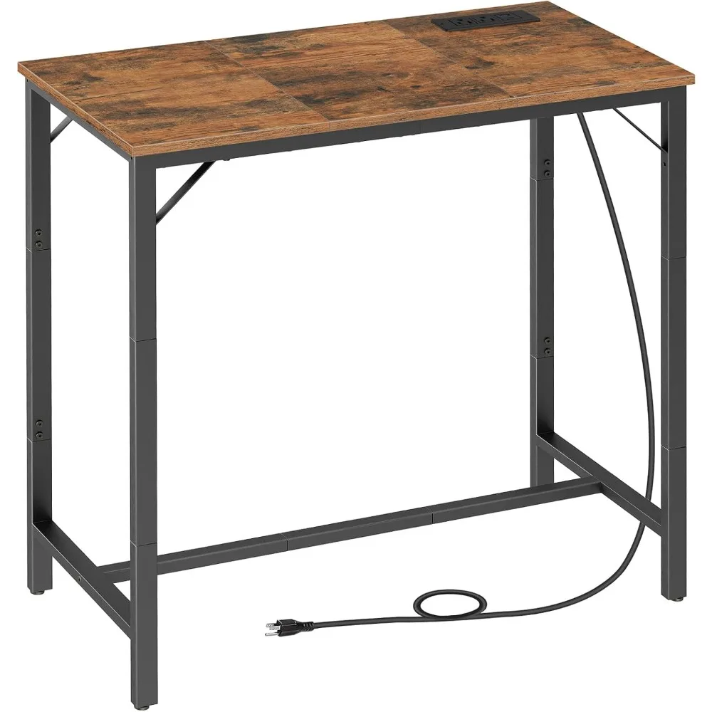 

Bar table with charging station, rectangular bar table, high top coffee table, bar counter high table, narrow long dining table