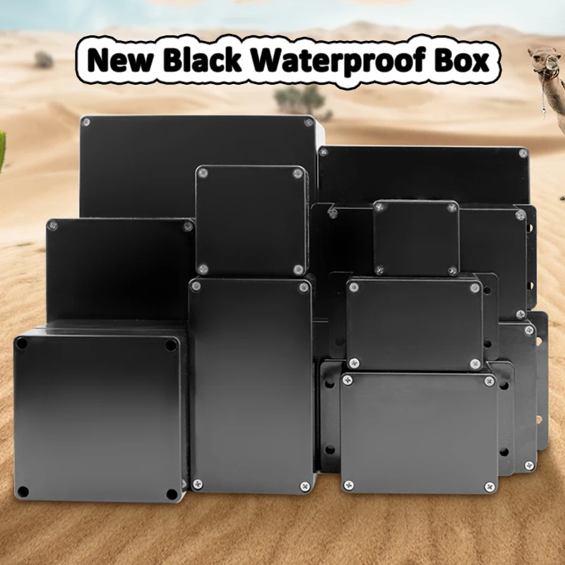 New ABS Waterproof Box Electronic Safe Case Plastic Boxes Black Wire Junction Box Plastic Organizer IP67 Waterproof Enclosure