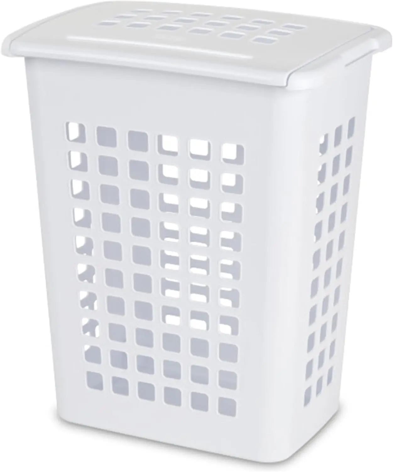 Rectangular LiftTop Laundry Hamper with Lid, Handles to Easily Carry Clothes Between the Laundry Room and Bedroom, Plastic