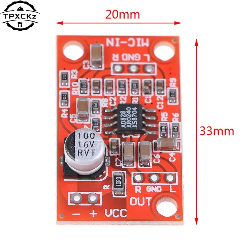 High Quality DC 3.7V-15V 12V AD828 Stereo Dynamic Microphone Preamplifier Board Mic Preamp DC 3.7V-15V 12V