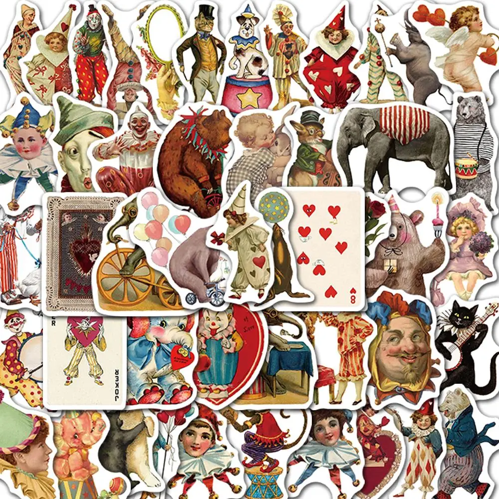 

10/25/50PCS Retro Circus Stickers for DIY Water Bottle Laptop Scrapbook Supplies Gifts Kids Toys