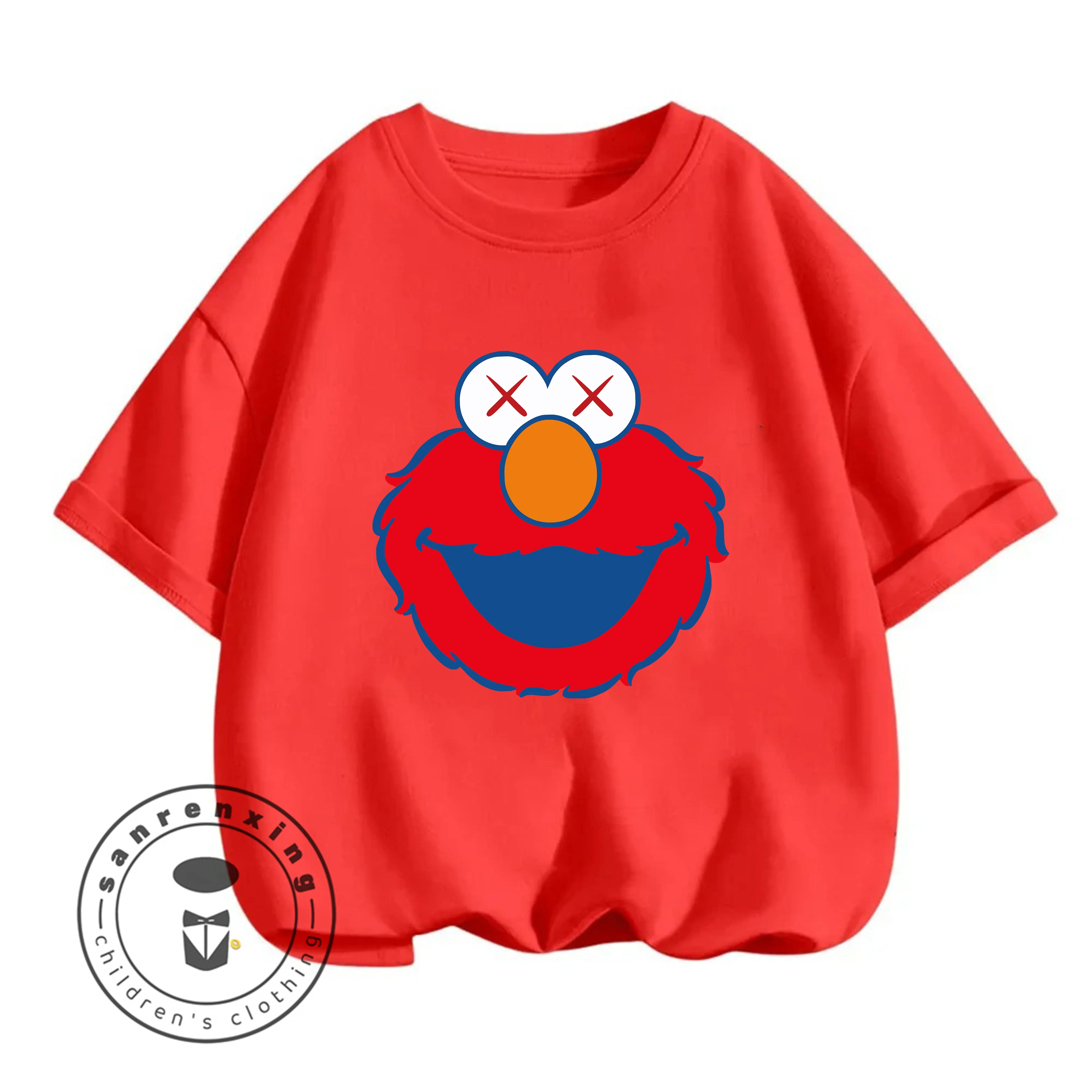 

Летняя детская футболка с круглым вырезом «Улица Сезам» 2026 для мальчиков и девочек 3-14 лет, милая, кавайная, с мультяшным принтом, модная, для улицы, повседневная, уютная