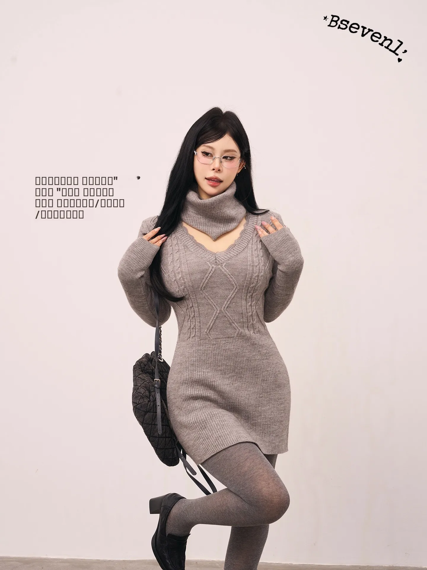 

Новая зимняя вязаная платье-миди Sle Blaize Xuanqi с кружевным V-образным вырезом, из шерстяной смеси, с длинными рукавами, для молодых женщин