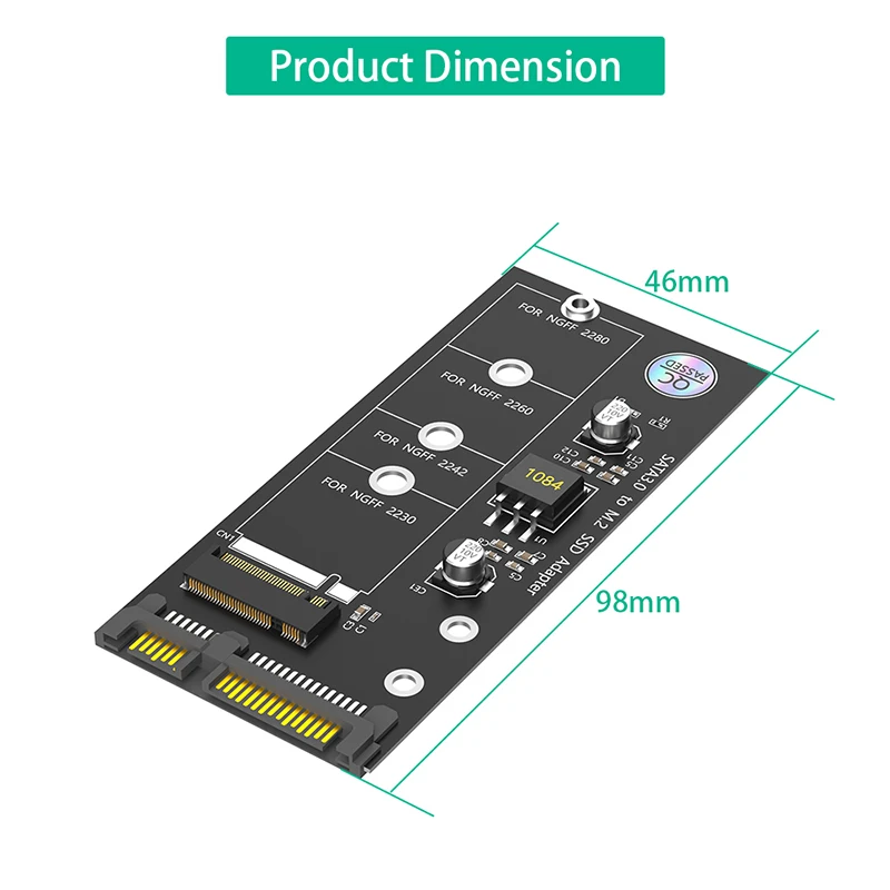 M.2 NGFF SSD to SATA 3 3.0 Adapter Card Converter B B&M Key for 2230 2242 2260 2280 M.2 SATA Protocol Solid State Disk Drive SSD