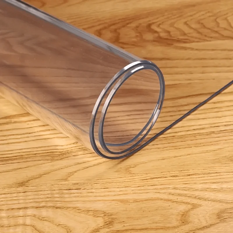 1.0mm Crystal Clear PVC Tablecloth - Heat-Resistant, Wipe-Clean for Dining Room & Cafe