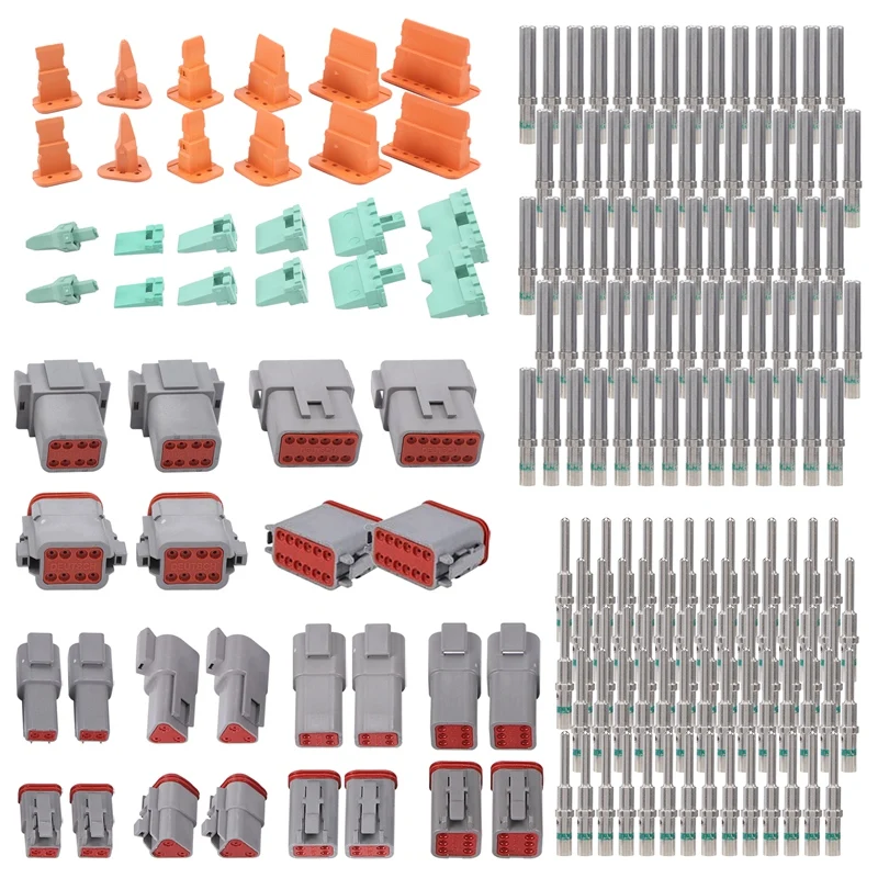 188PCS Deutsch DT Gray Connector Kit With 16 Solid Contacts In 2,3,4,6,8 And 12 Pin Configurations,Automotive Connectors