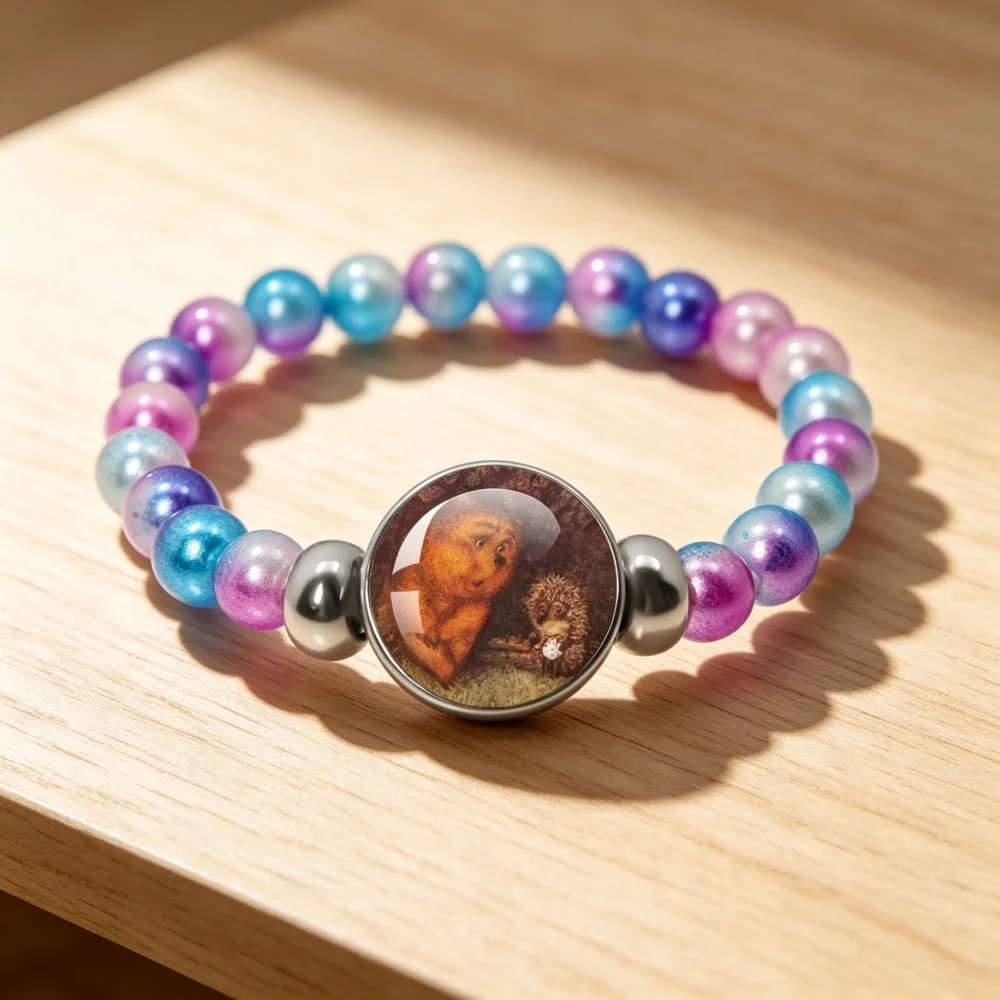 Hot Story Little Hedgehog In The Fog Pins 18mm Colorful Beaded Bracelet Glass Dome Yozhik v tumane For Women Men GiftMS034