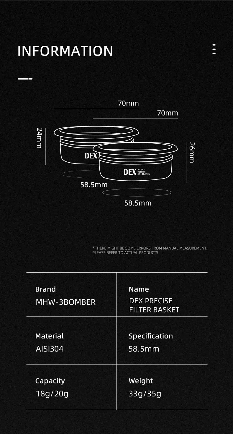 MHW-3BOMBER DEX Präzise 58,5mm Espresso-Kaffeefilterkörbe mit Espresso-Puck-Sieb Passend für 58mm Siebträger Barista-Zubehör – Detail 13