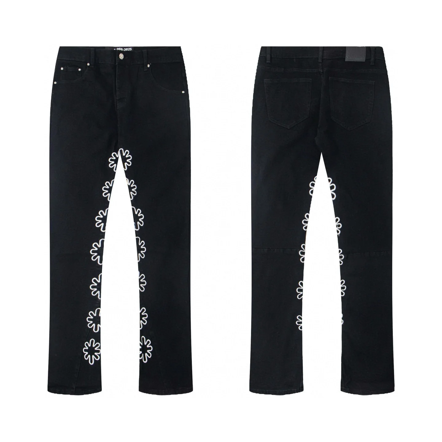 LOSTSHDWS JEANS Sunflower Heavy-Duty Openwork Embroidery American High-Street Patchwork Slightly Flared Jeans