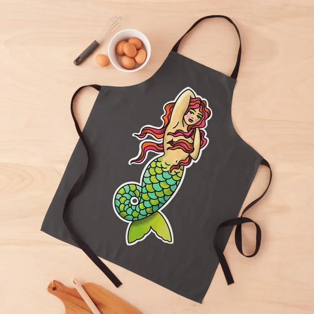 

Mermaid tattoo, neotraditional style Apron cookings for women Kitchen Apras Man Kids Apron