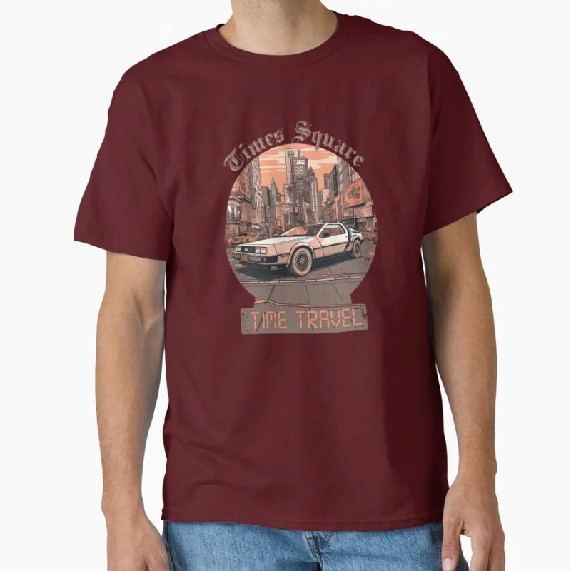 Time Travel DeLorean 80s movie Back To The Future timemachine Gift t shirt for men Large size tops 100% cotton printed clothes