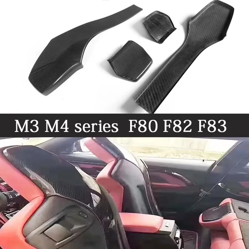 For BMW F80 M3 F82 F83 M4 Sedan Coupe Convertible dry Carbon Fiber Seat Back Car Inner Seat Back Covers Trim Car Accessories