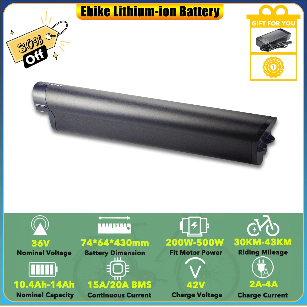 حزمة بطارية بإطار ليثيوم أيون قابلة للإزالة 36 فولت 10.4 أمبير 12 أمبير 13 أمبير 14 أمبير في الساعة لدراجة كهربائية هجينة هاجي أورسوس 250 وات #1