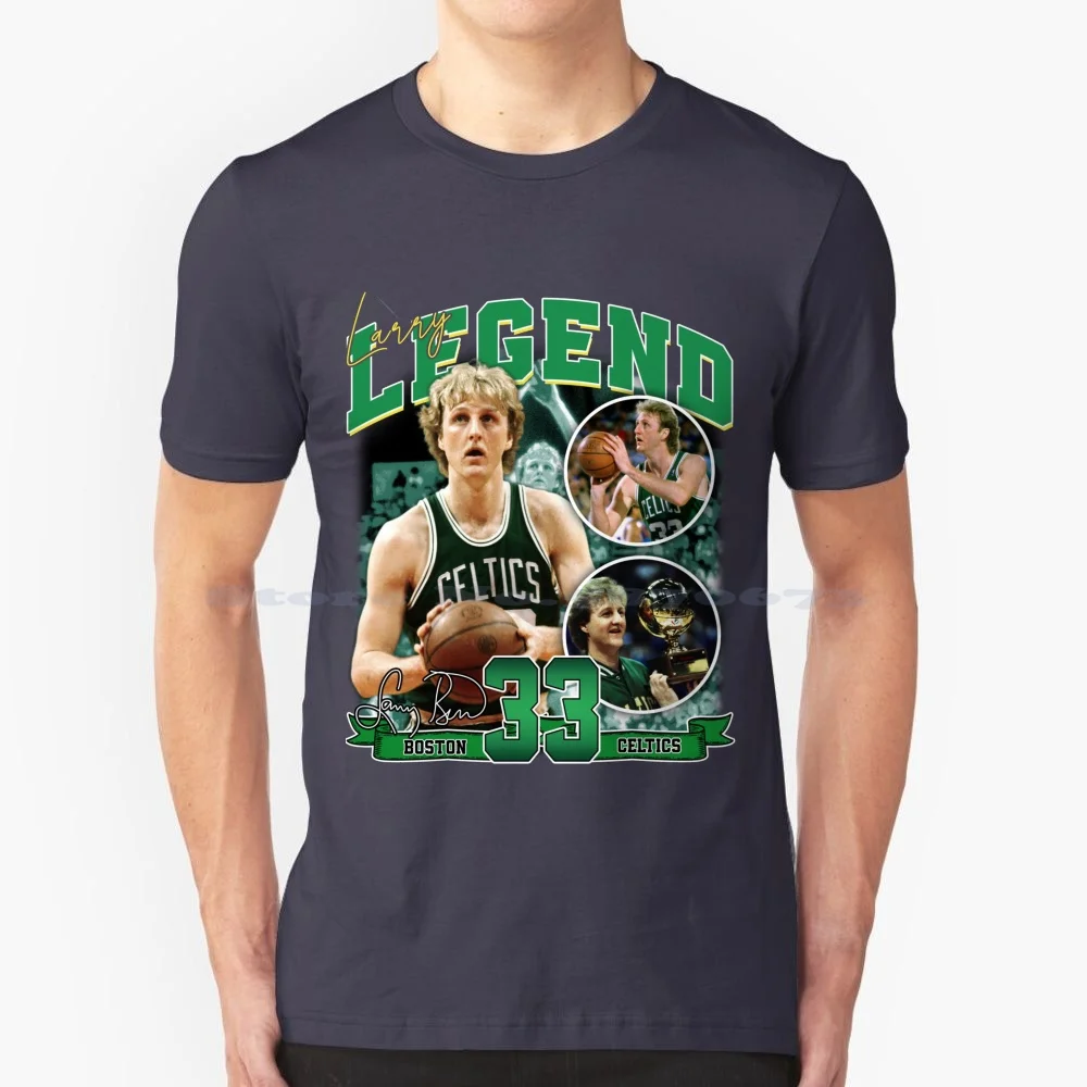 Larry Bird Legend Basketball Signature Vintage Retro 80s 90s Bootleg Rap Style T Shirt 100% Cotton Tee Larry Bird Larry Legend