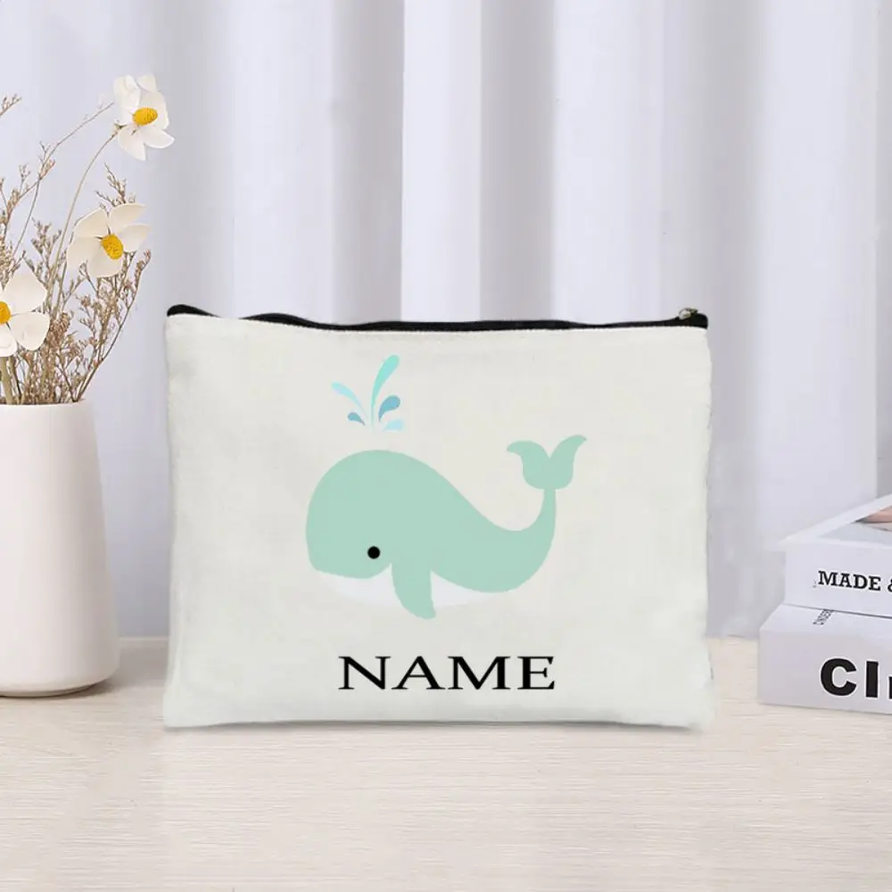 Name Customization Washbag Cute Women\'s Cosmetic Bag Animal Makeup Storage Organizer Teacher Appreciation Gifts Make Up Bag Bags