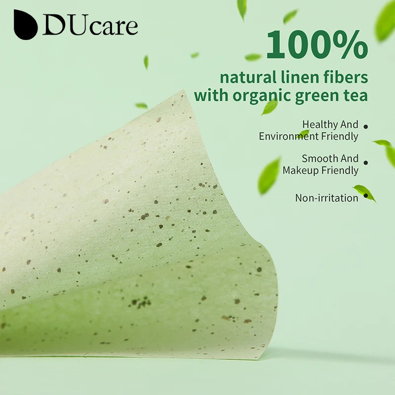 DUcare Oil Blotting Sheets for Face, 100Pcs Green Tea Oil Absorbing Sheets Paper For Oily Skin with Mirror Case & Makeup Puff