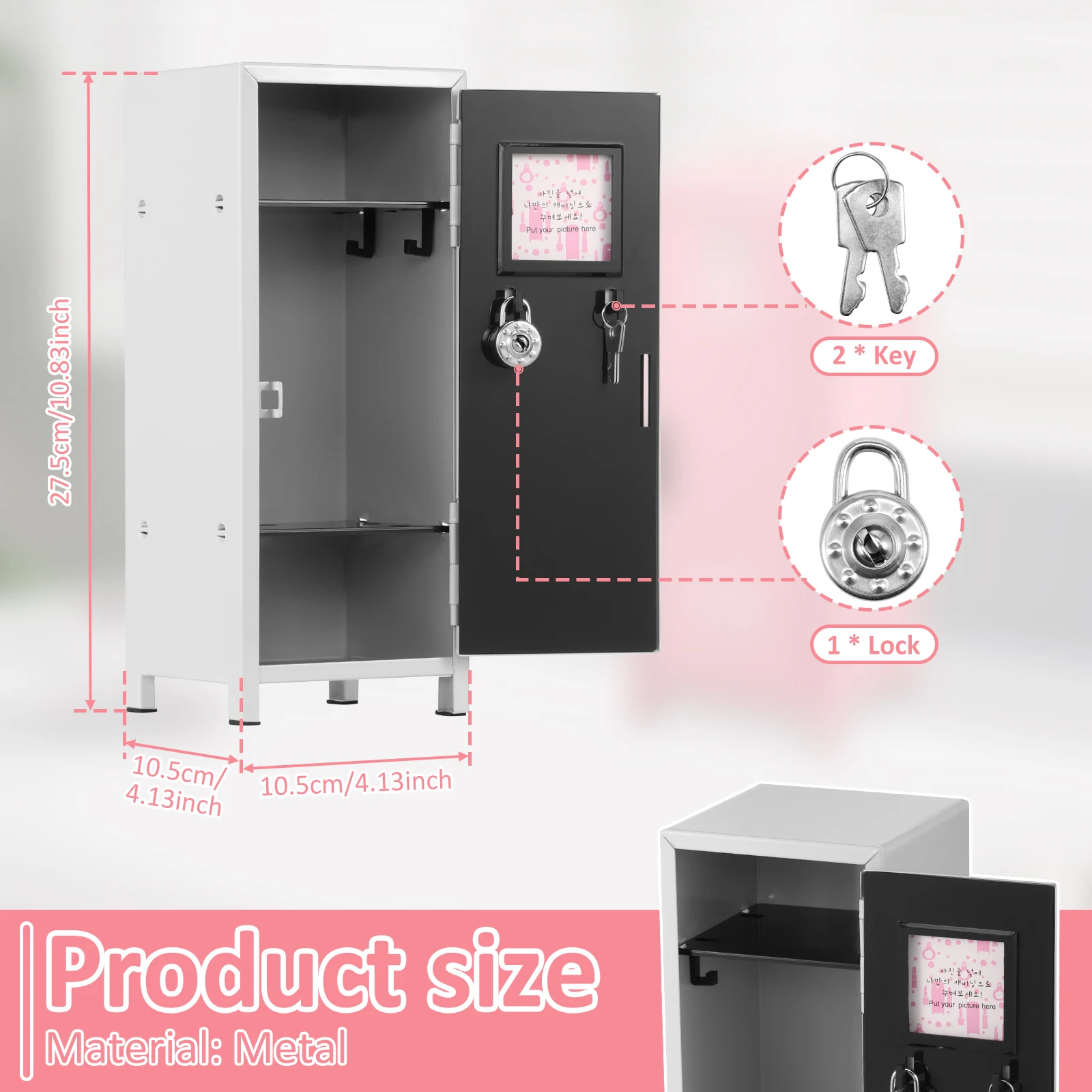 Mini Locker with Lock and Key Rustproof Metal Small Locker Practical Storage Locker for Home Desktop Organizer