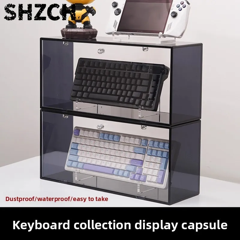 Sturdy Keyboard Storage Case Clear Acrylic Display Rack Spacious Collectibles Cabinet Rust-Proof Desktop Organizer for PC Best