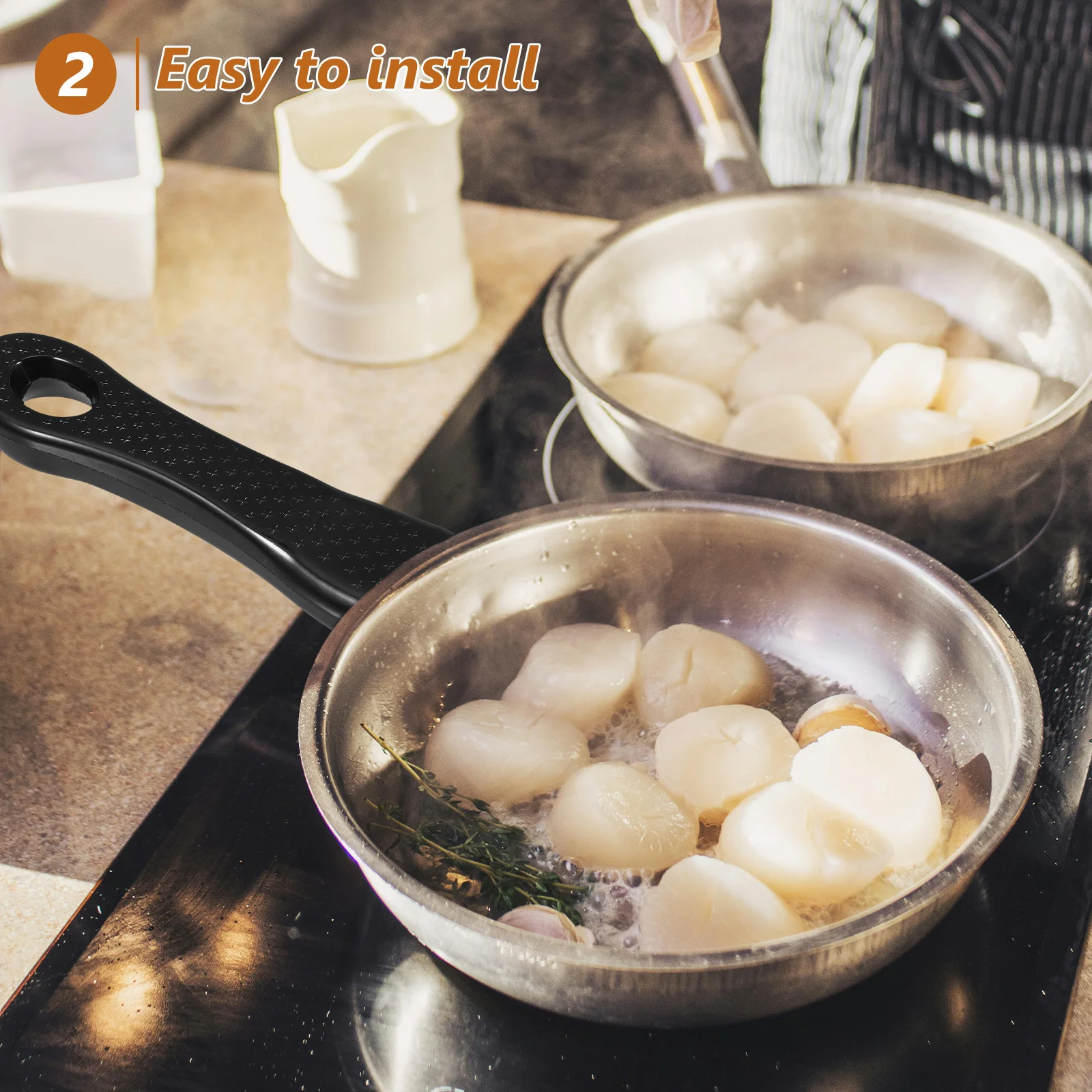 

Zerodeko Wok Handle Replacement Stainless Steel Pot Grip for Pans Pressure Cooker Scald Proof Black