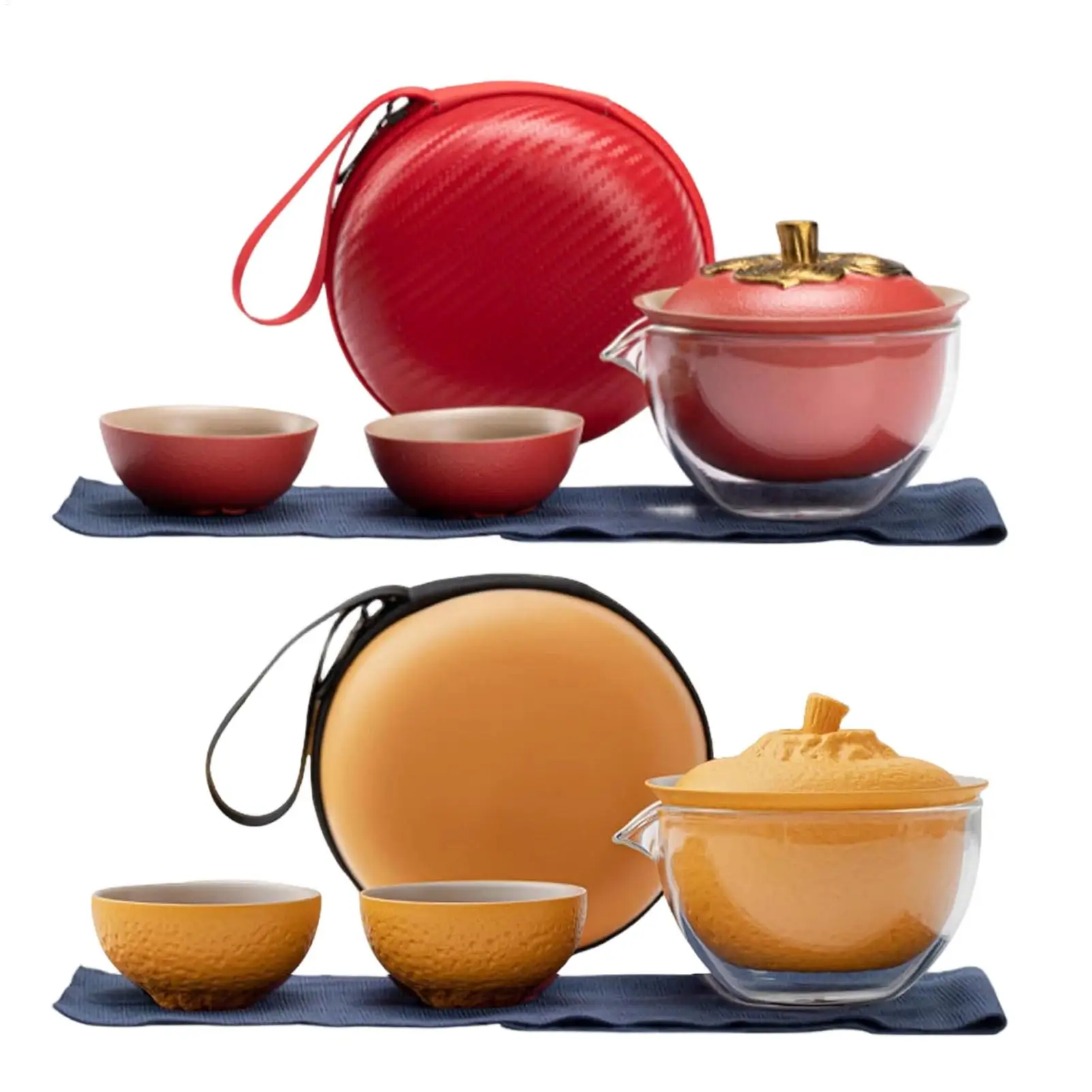 Chinese Tea Set Orange Shape Ceramic Brewing Kit Handcrafted Ceramic Tea Set for Home Office Apartment Kitchen Dormitory Party