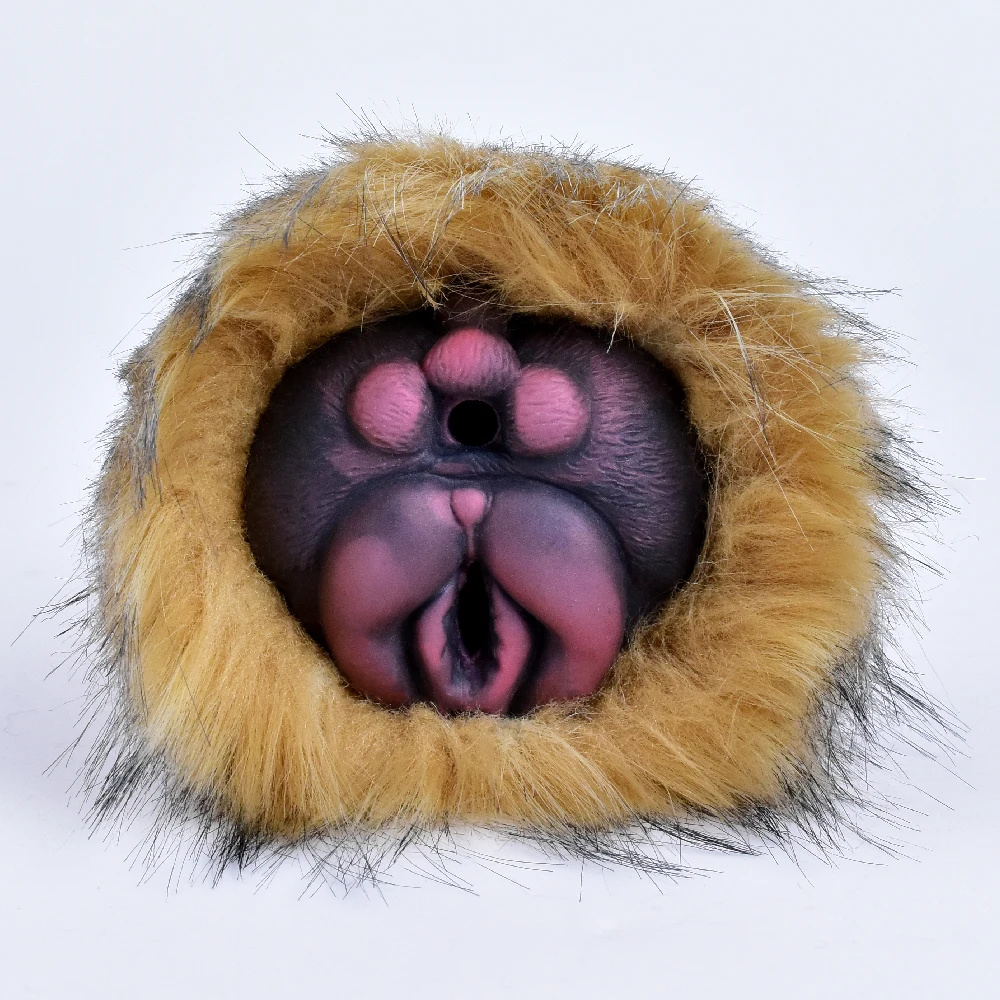 GEEBA Fantasy Male Masturbator With Artificial Animal Fur Double Hole Intimate Open-ended Vagina Anal Sex Toy For Men Masrurbate